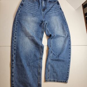 KEN STUDIO American retro blue straight jeans.